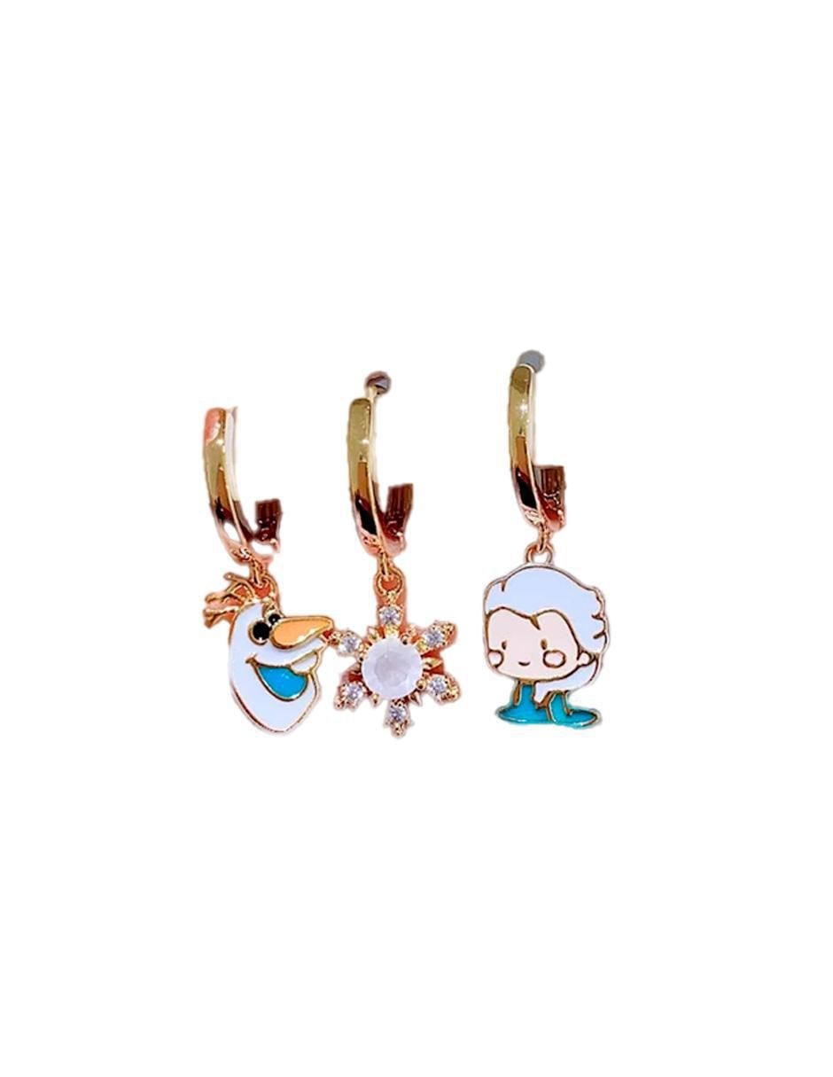 Set de aretes Frozen Princesas de 10k con acabado pulido zirconia cúbica 2