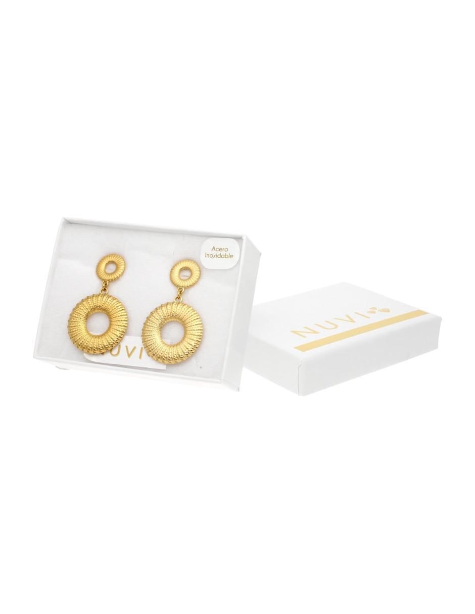 Aretes largos circulares Colección Tendencias  de acero inoxidable con acabado brillante 2