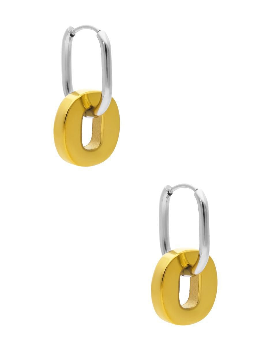 Aretes largos ovalados Colección Tendencias de acero inoxidable con acabado brillante 4