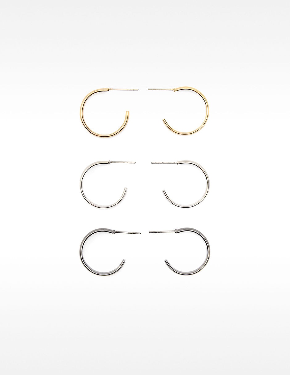 Set de aretes circulares T1 con acabado brillante 3