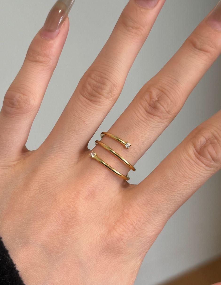 Anillo Elisea de plata P 925 zirconia con acabado baño de oro 7