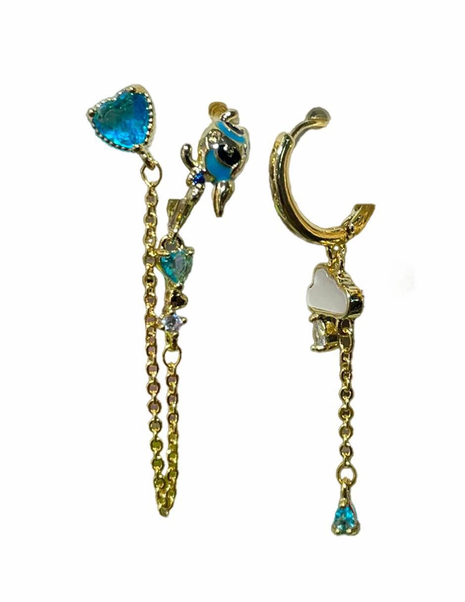 Set de aretes Burbuja Chicas Superpoderosas de 10 k con acabado pulido zirconia cúbica 2