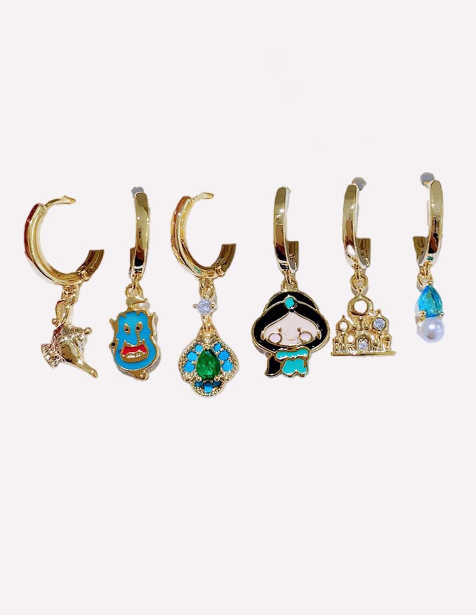 Set de aretes Jazmin Aladdin con acabado pulido zirconia cúbica