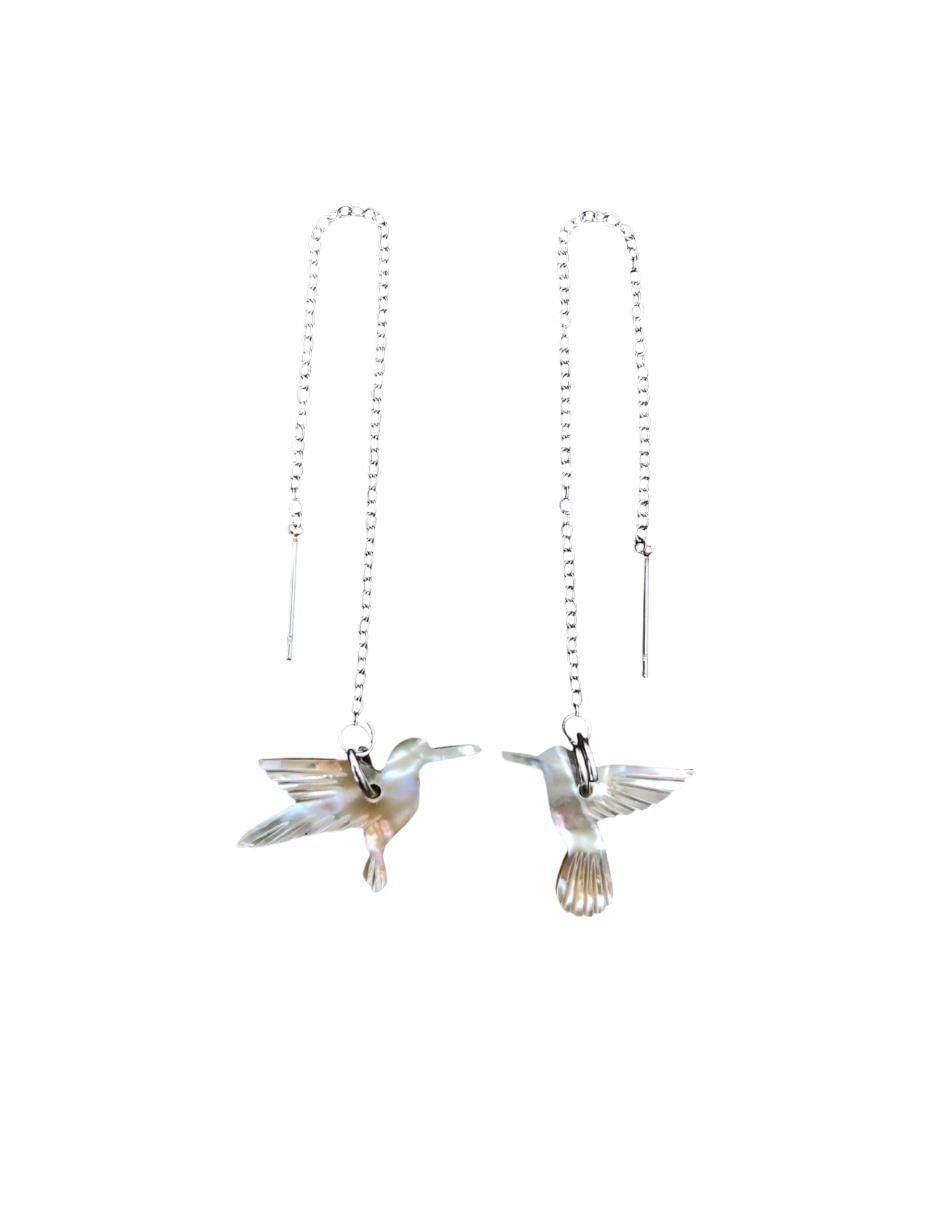 Largos "de (si aplica)" colibrí colibrí mirlo blanco sin familia o colección "de" acero inoxidable sin kilataje "con acabado" brillante concha de abulón