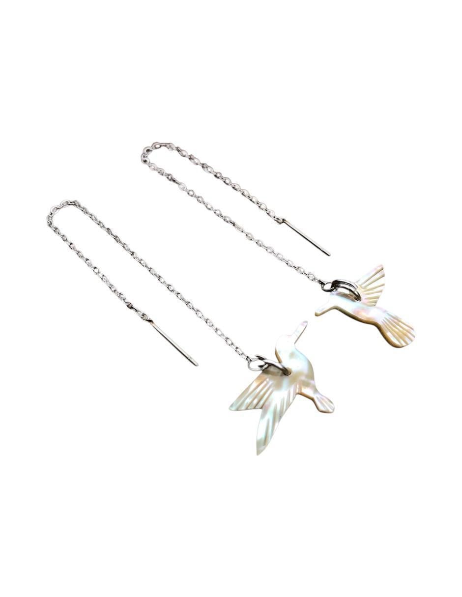 Largos "de (si aplica)" colibrí colibrí mirlo blanco sin familia o colección "de" acero inoxidable sin kilataje "con acabado" brillante concha de abulón