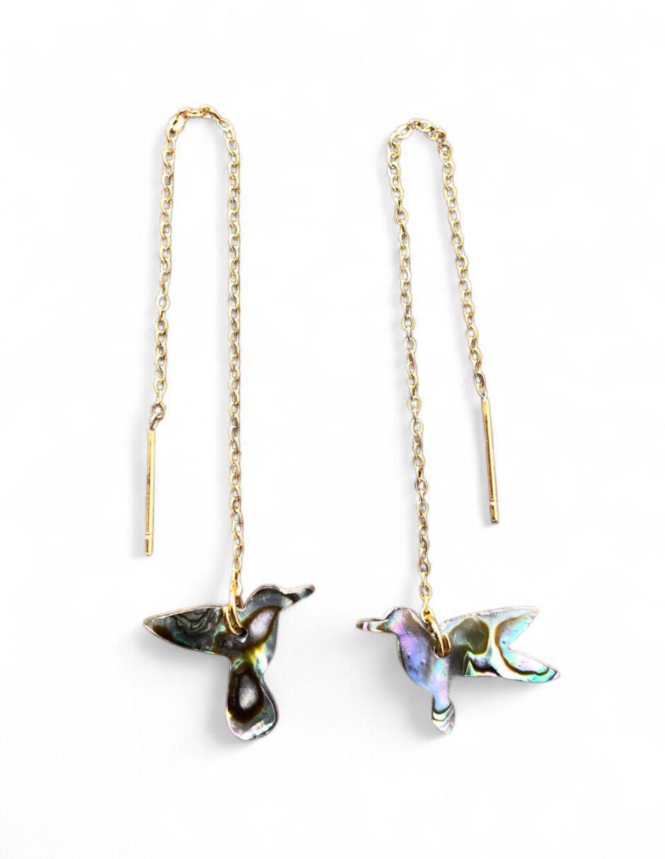 Aretes de colibrí Colibrí con acabado brillante concha de abulón 3