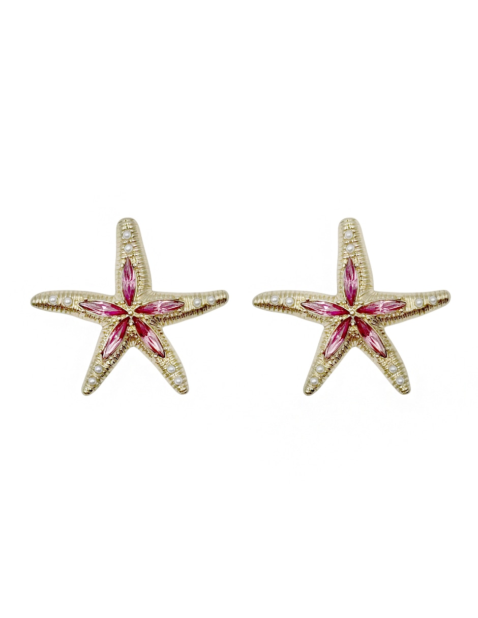 Aretes largos de estrella con acabado brillante