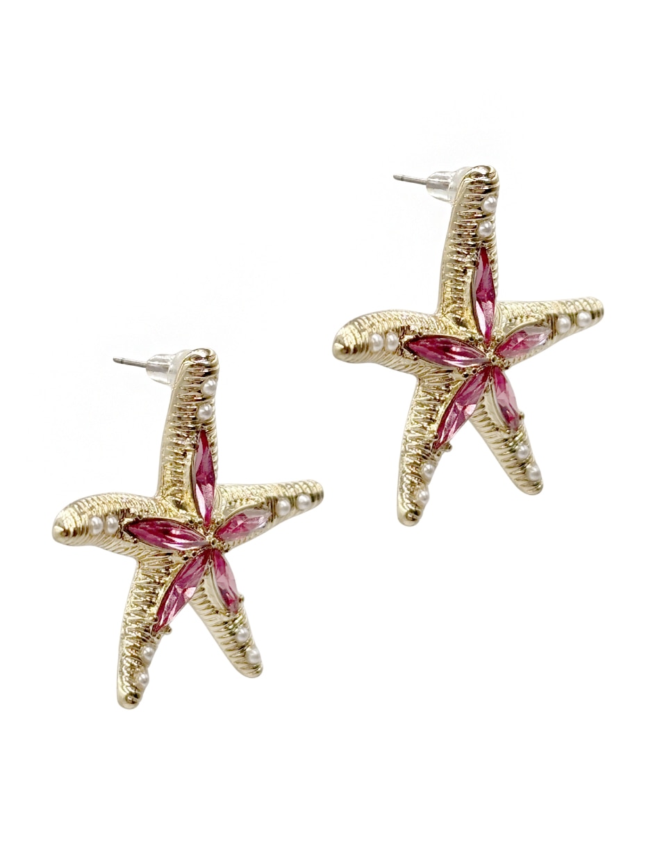 Aretes largos de estrella con acabado brillante 5
