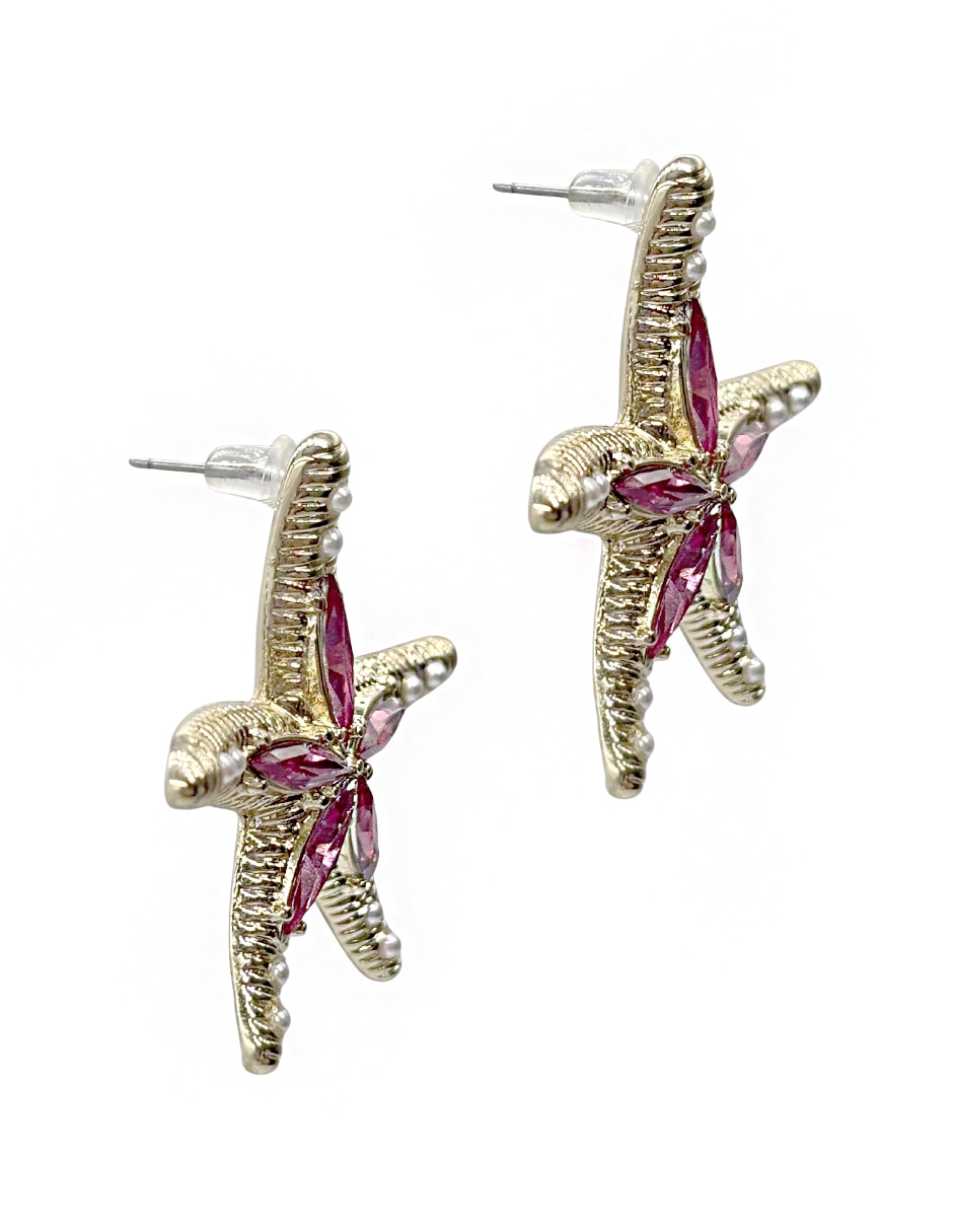 Aretes largos de estrella con acabado brillante 7