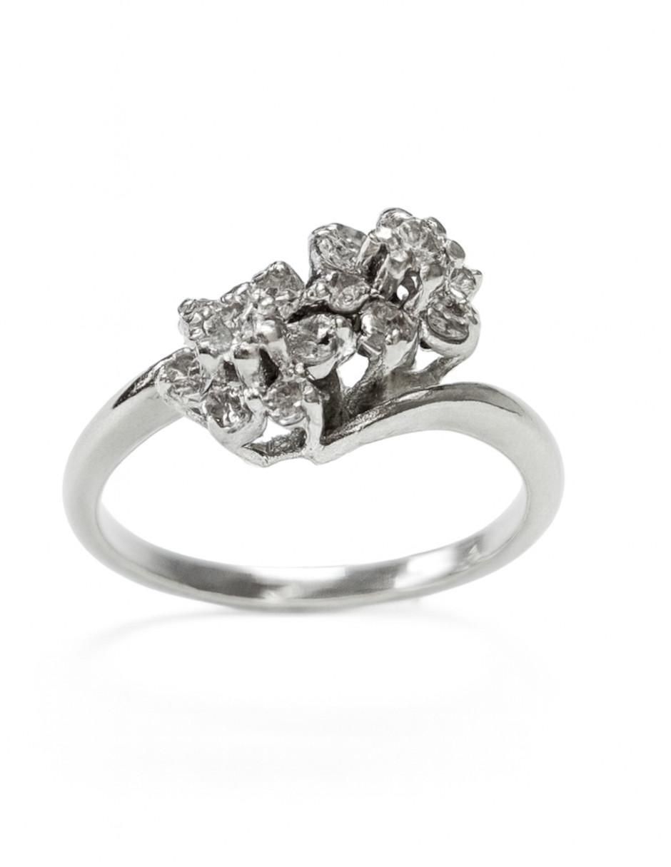 Anillo 14 k de oro blanco diamante pulido 2