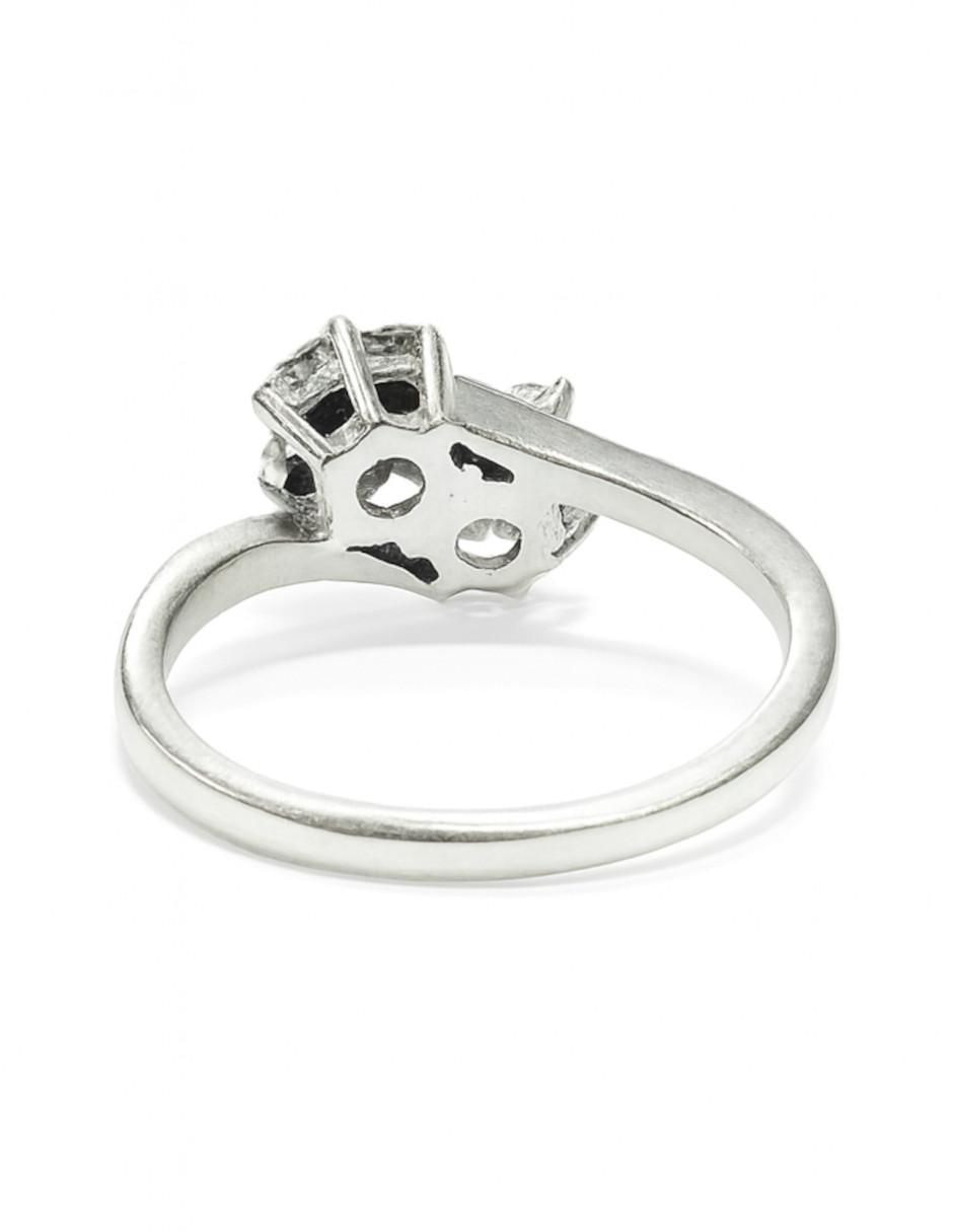 Anillo 14 k de oro blanco diamante pulido 3