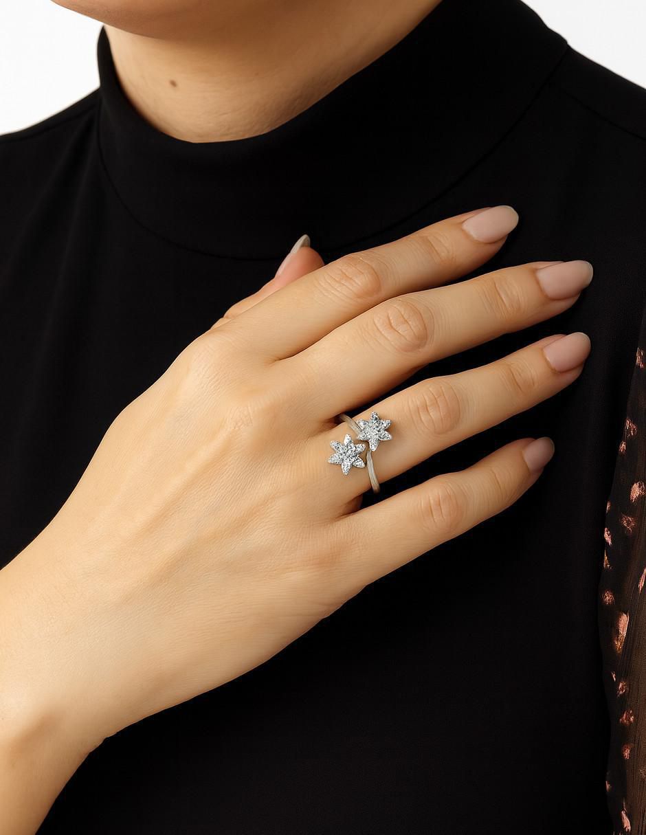 Anillo 14 k de oro blanco diamante pulido 4