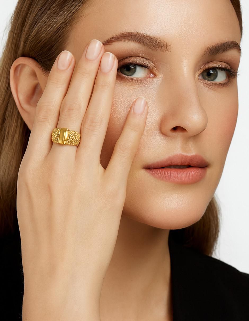 Anillo 14 k de oro amarillo semi mate 4