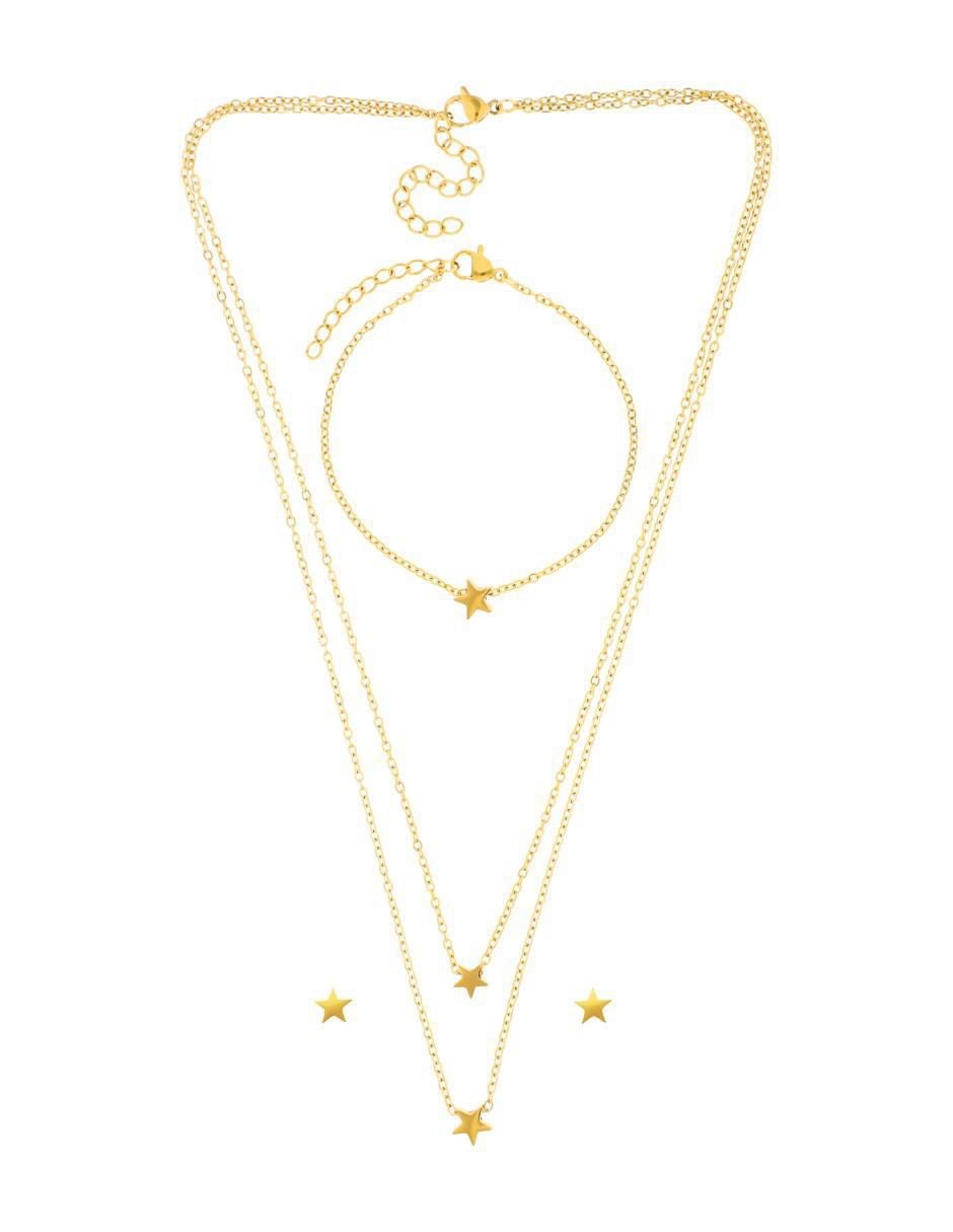 Aretes, collar y pulsera de estrella