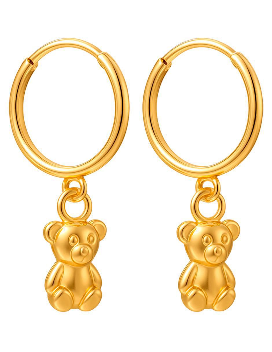 Arracadas de oso de oro 10 k con acabado texturizado