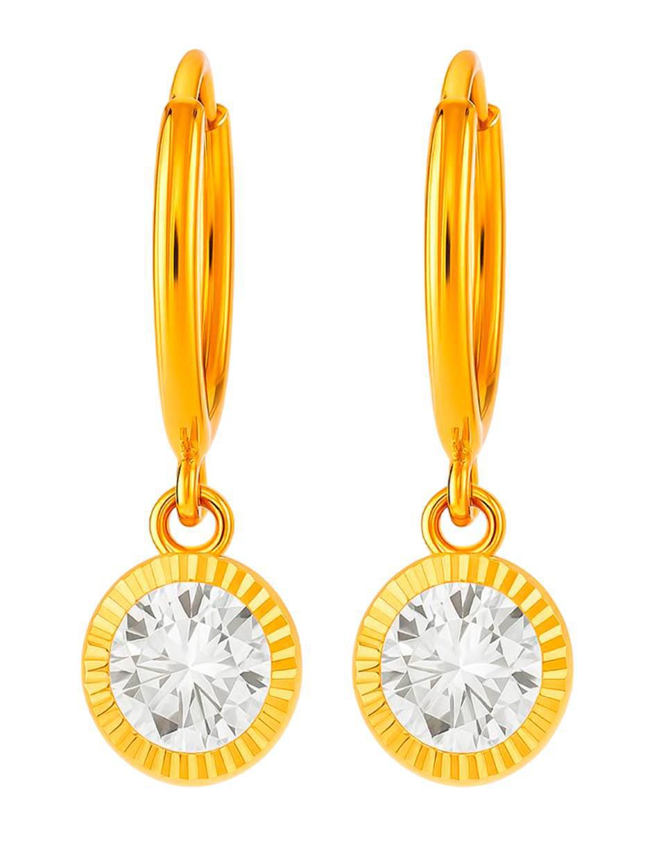 Arracadas de oro 10 k con acabado diamantado zirconia 4