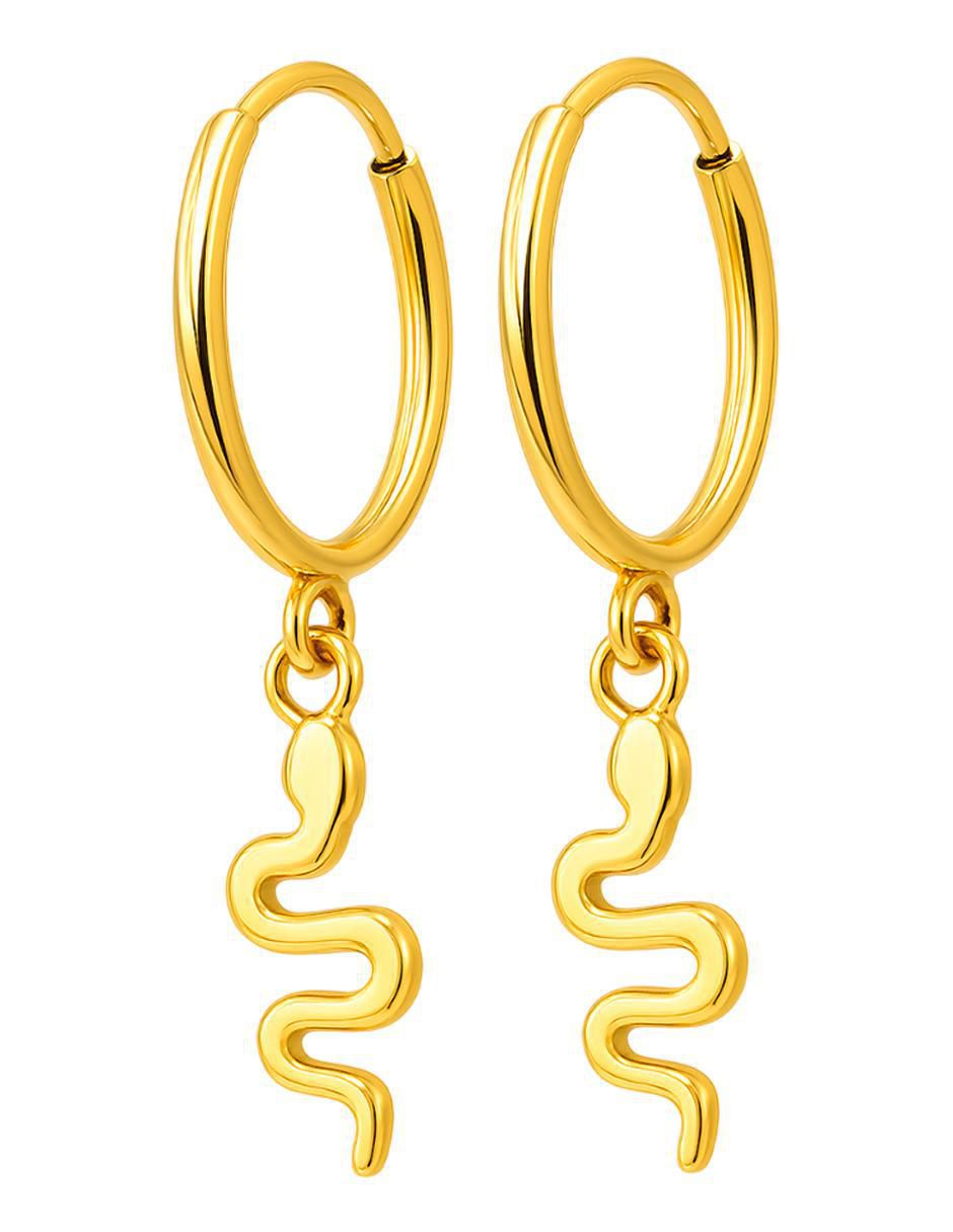 Arracadas de serpiente de oro 14 k con acabado liso