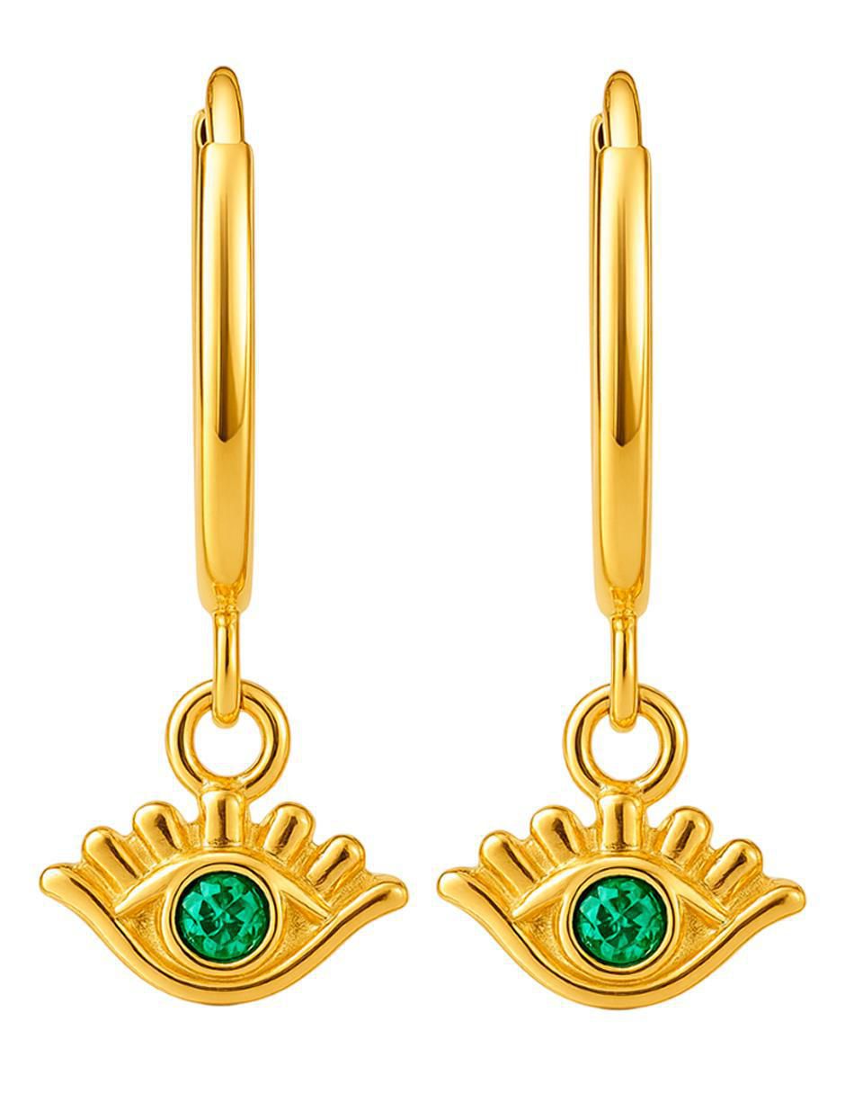 Arracadas de ojo turco de oro 14 k con acabado brillante zirconia 4