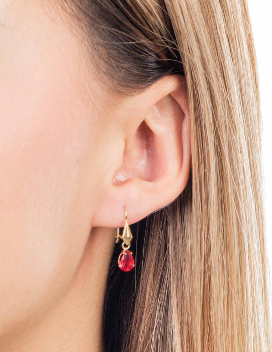Aretes largos de gota de oro 10 k con acabado brillante zirconia 2