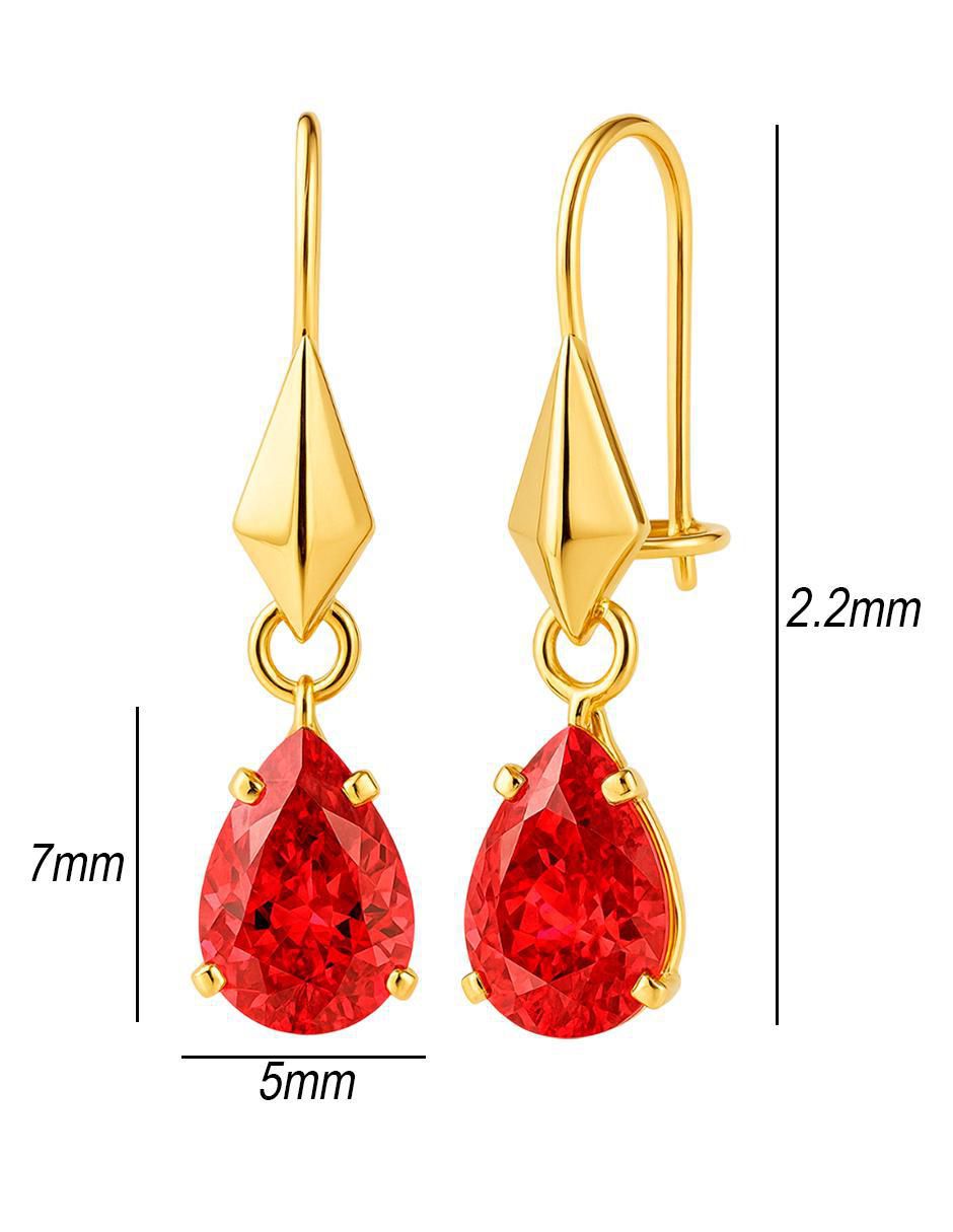 Aretes largos de gota de oro 10 k con acabado brillante zirconia 5