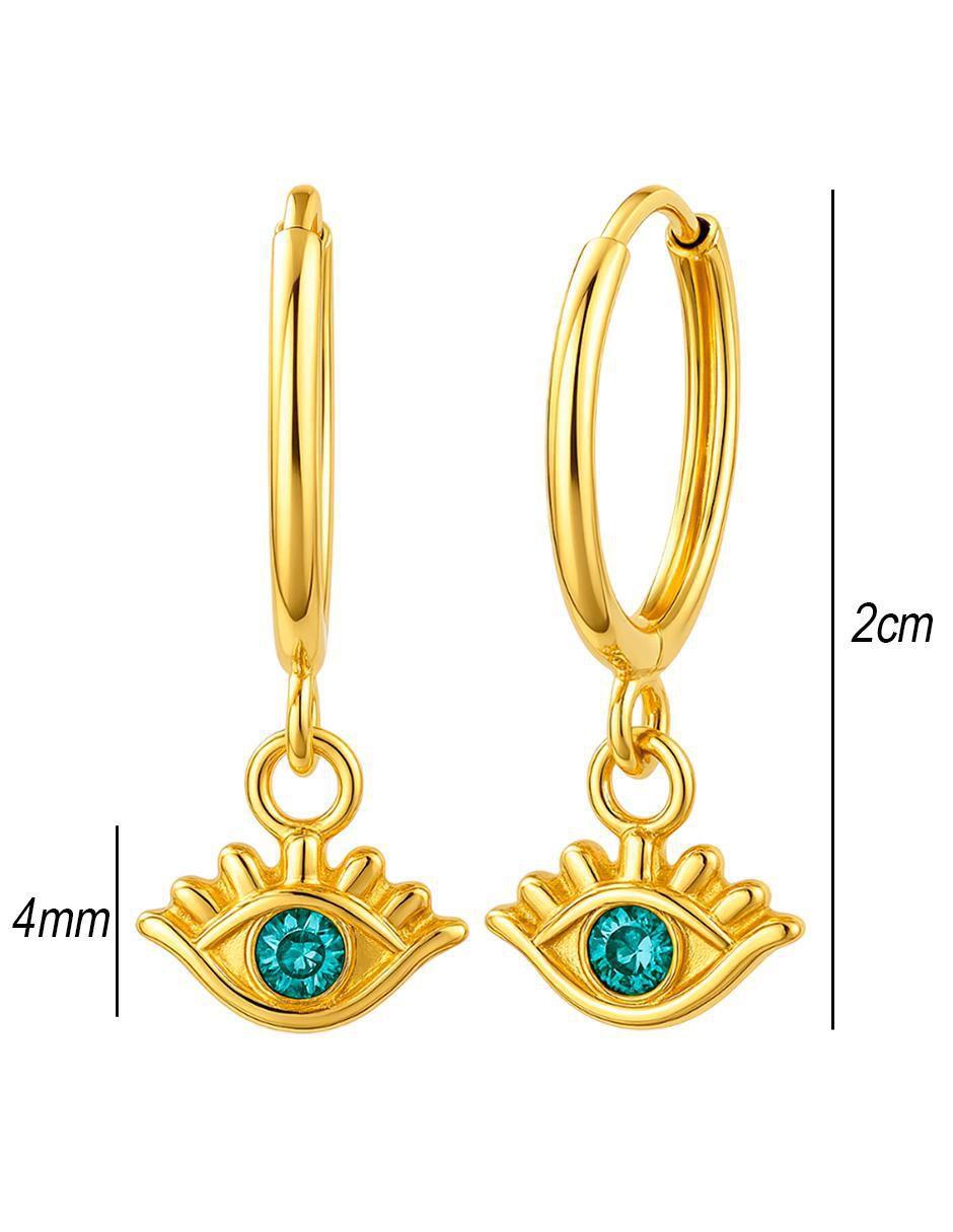 Arracadas de ojo turco de oro 14 k con acabado brillante zirconia 5