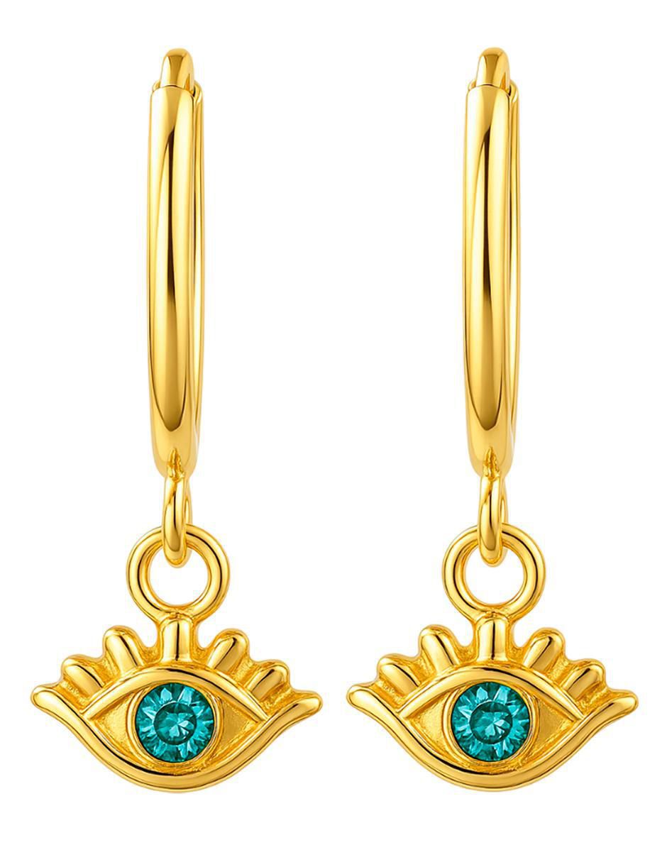 Arracadas de ojo turco de oro 14 k con acabado brillante zirconia 4