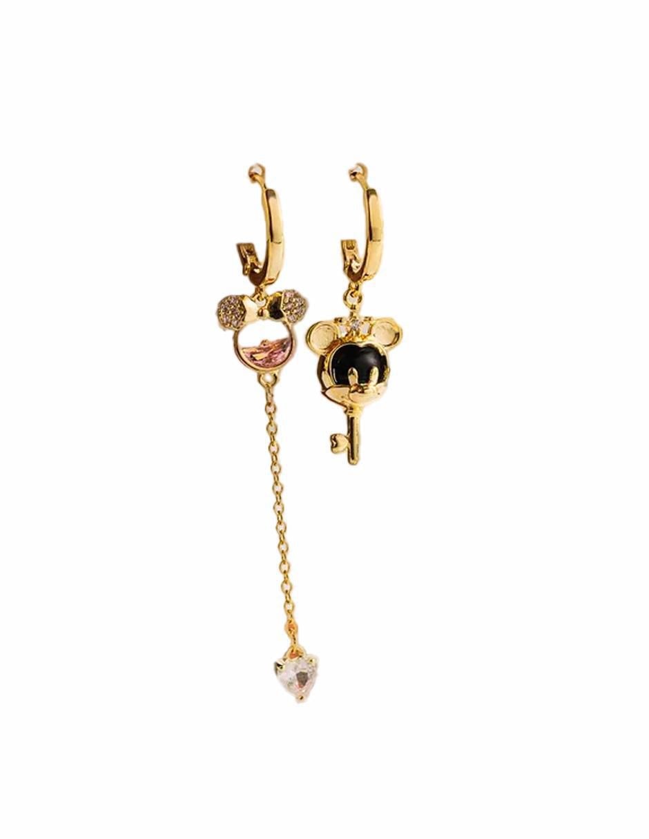 Set de aretes Mickey de oro laminado 10 K con acabado pulido 2