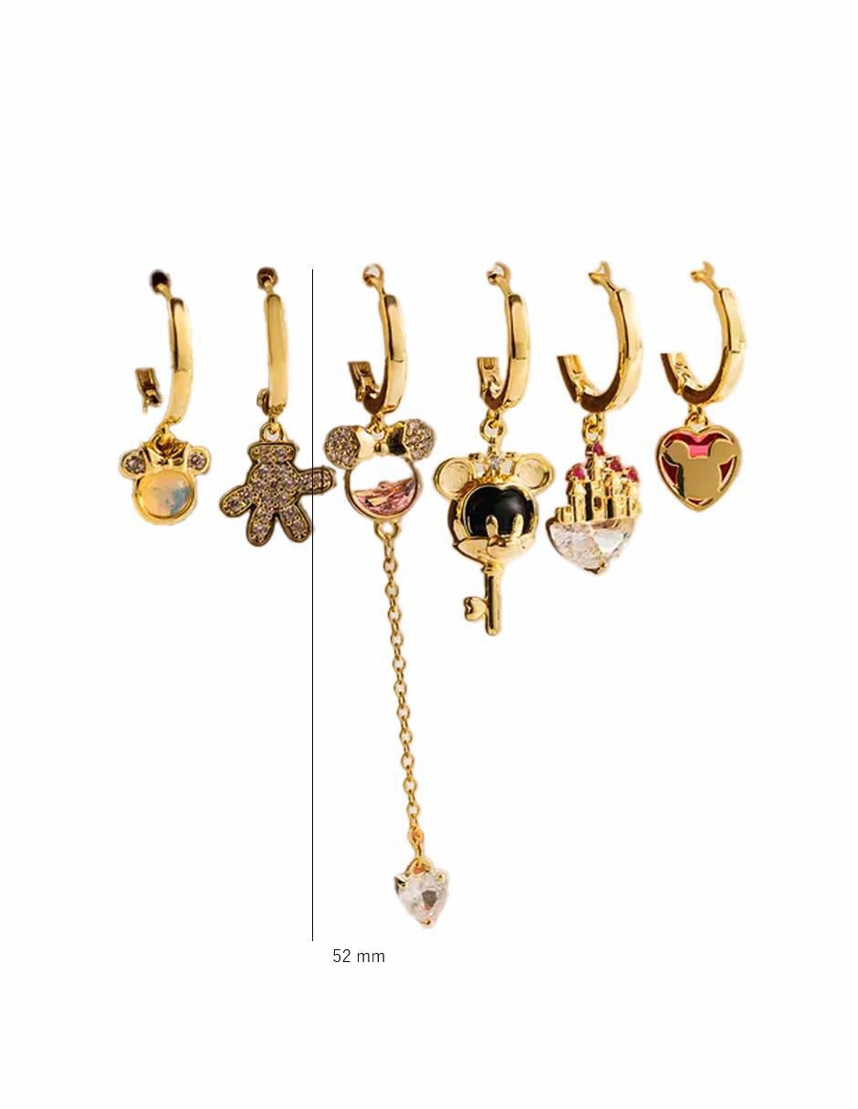 Set de aretes Mickey de oro laminado 10 K con acabado pulido 3