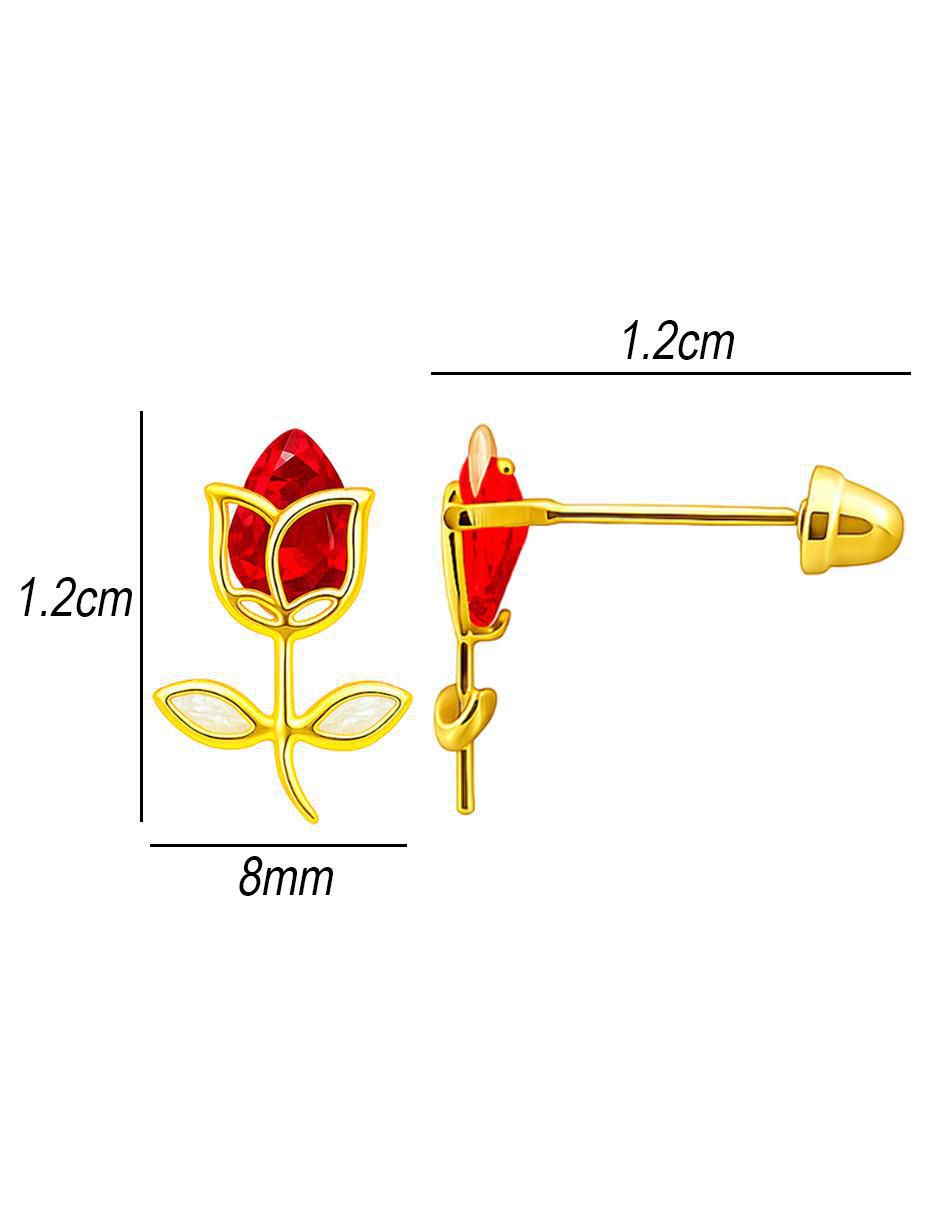 Broqueles de flor de oro 10 K con acabado brillante zirconia 6