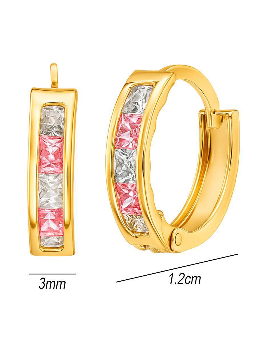 Aretes de aro de oro 10 K con acabado pulido zirconia 5
