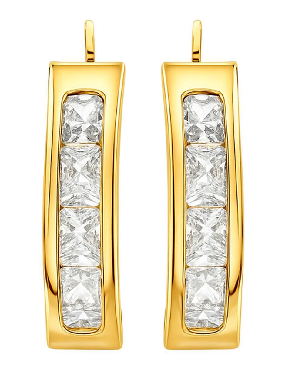 Aretes de aro de oro 10 K con acabado pulido zirconia 4
