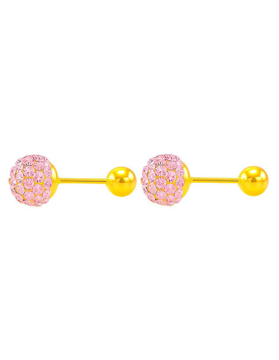 Broqueles de oro 14 K con acabado brillante cristal 4