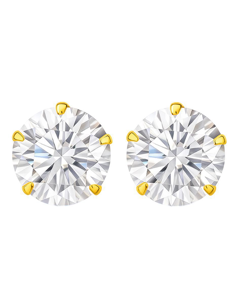 Broqueles de oro 14 k con acabado brillante zirconia