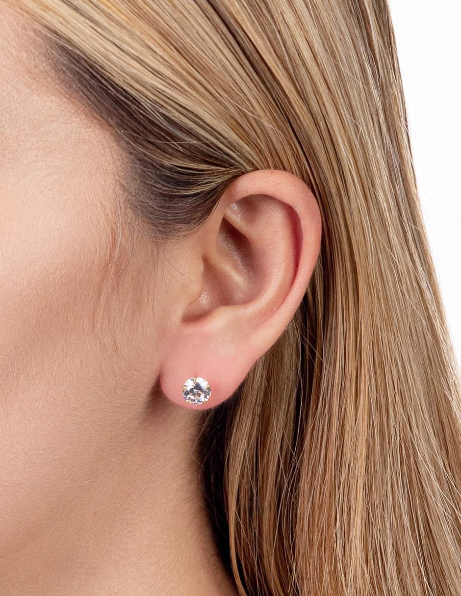 Broqueles de oro 14 k con acabado brillante zirconia 2