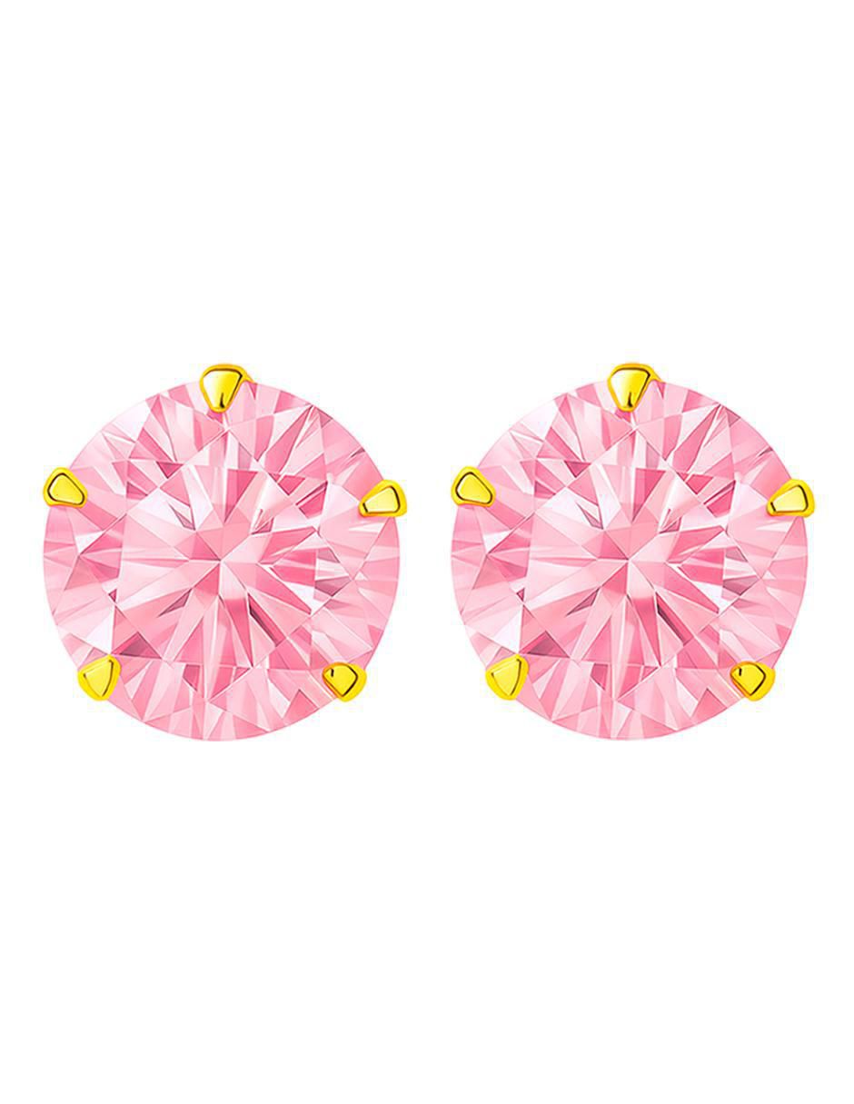 Broqueles de oro 14 k con acabado brillante zirconia