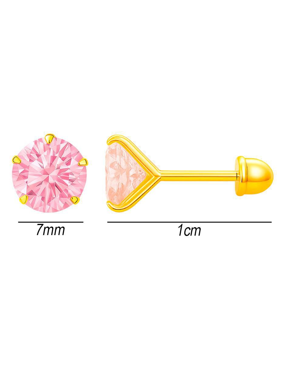 Broqueles de oro 14 k con acabado brillante zirconia 5