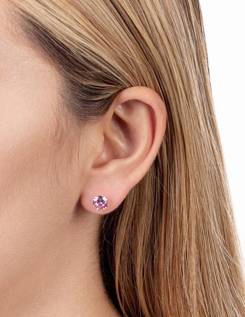 Broqueles de oro 14 k con acabado brillante zirconia 3