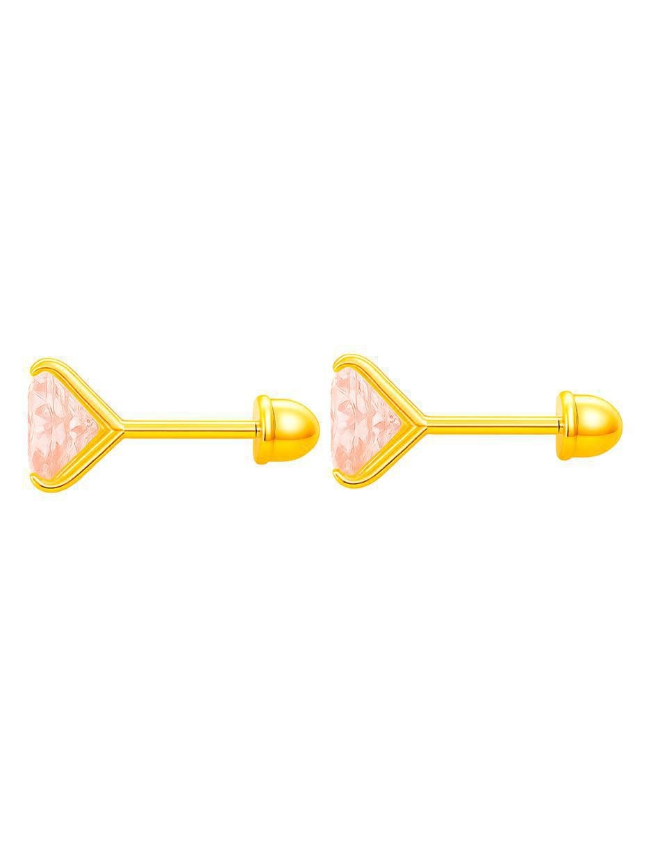 Broqueles de oro 10 k con acabado brillante zirconia 4