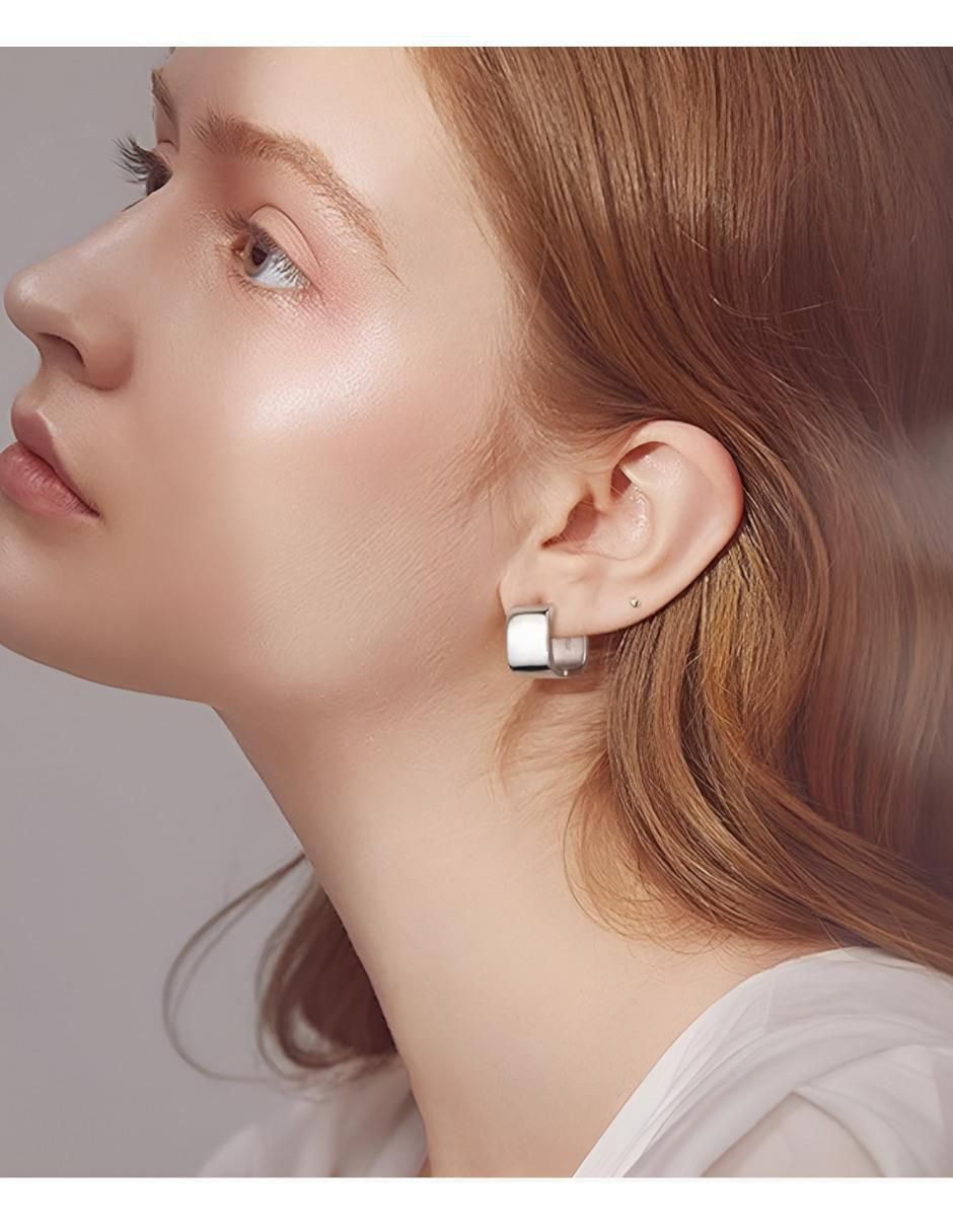 Aretes cortos de cubo de plata P 925 con acabado pulido 3