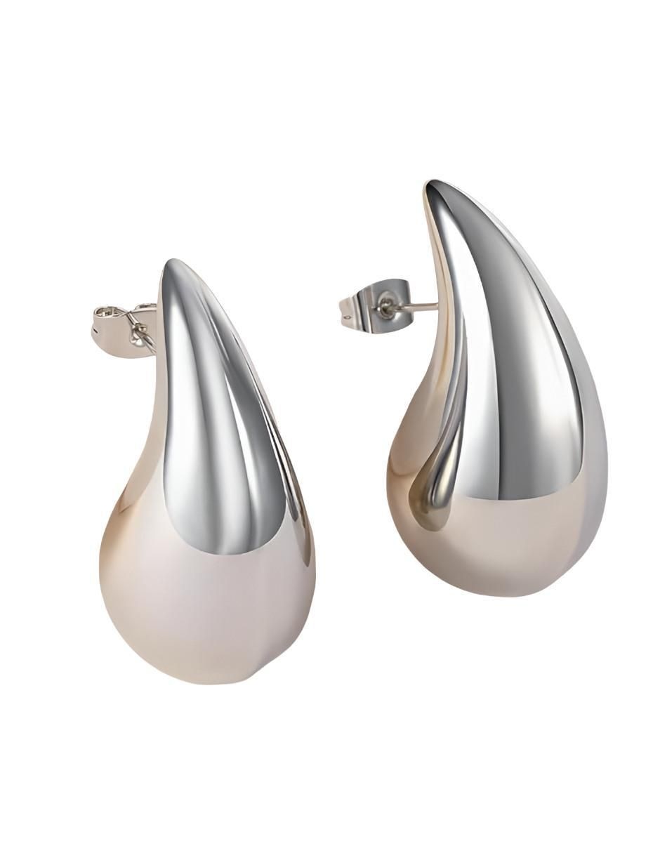 Aretes cortos de gota con acabado pulido 2
