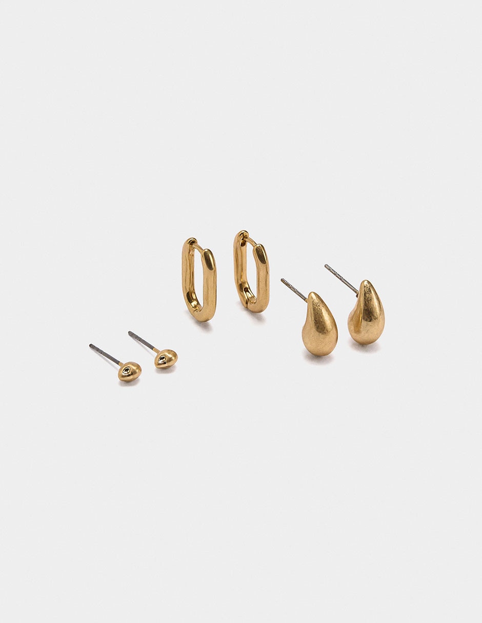 Set de aretes Golden Basics