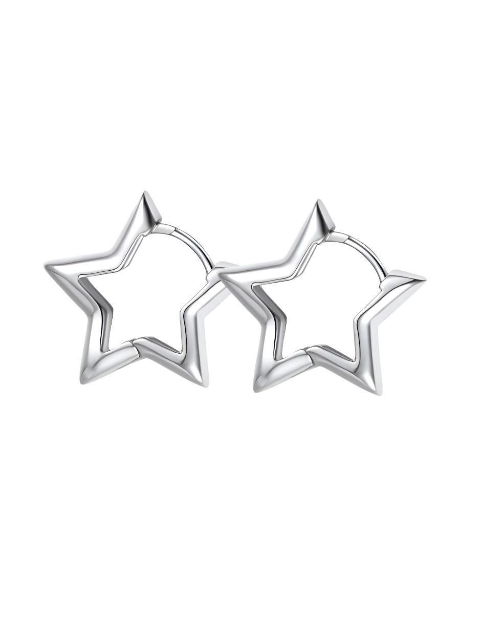Aretes cortos de estrella de plata P 925 con acabado pulido 2