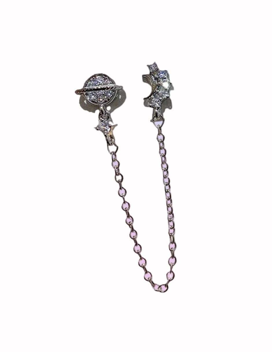 Set de aretes de luna Galaxia con acabado pulido zirconia cúbica 2