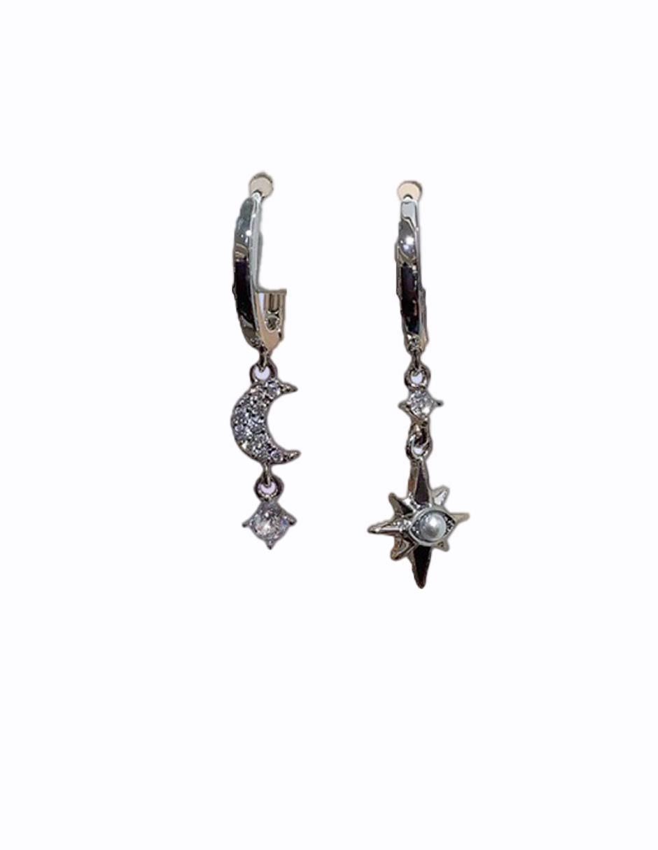 Set de aretes de luna Galaxia con acabado pulido zirconia cúbica 3