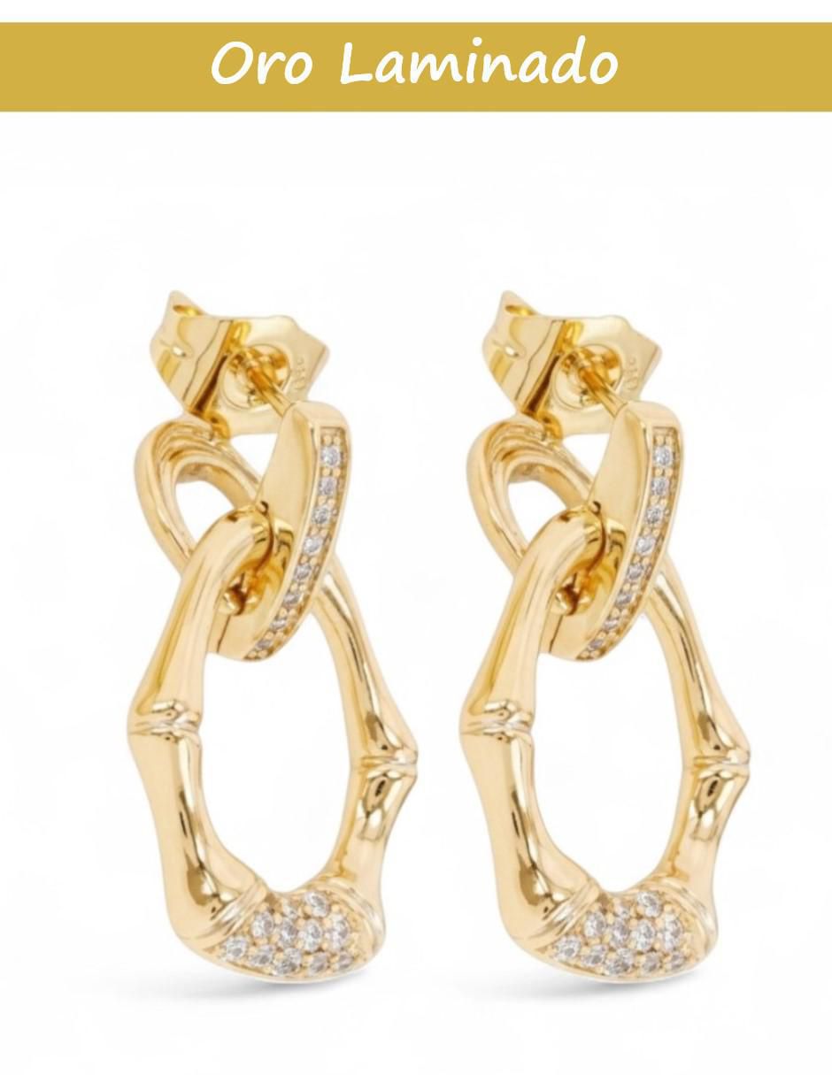 Aretes y collar de oro laminado 18 K zirconia 3