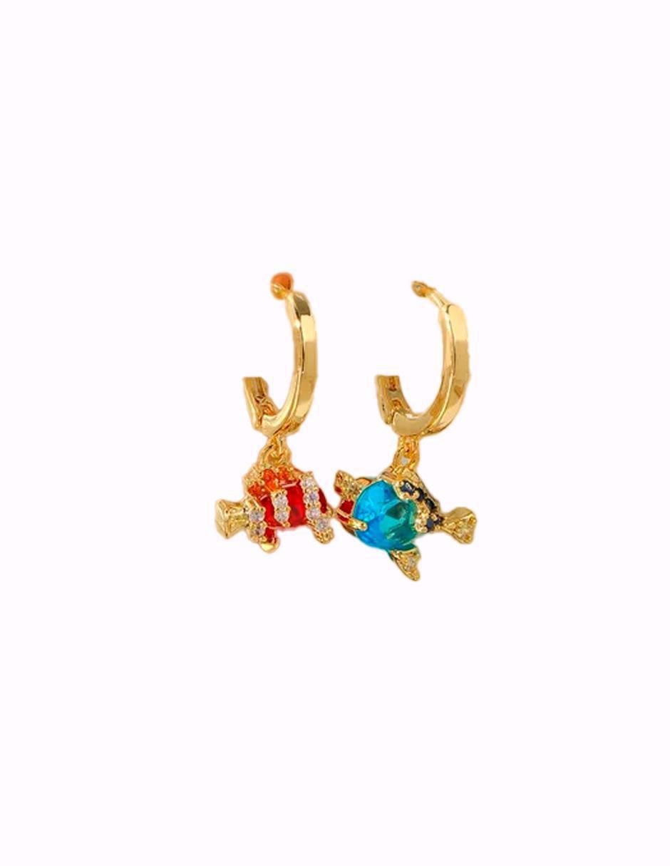 Set de aretes Nemo de oro laminado 9 K con acabado pulido zirconia cúbica 2