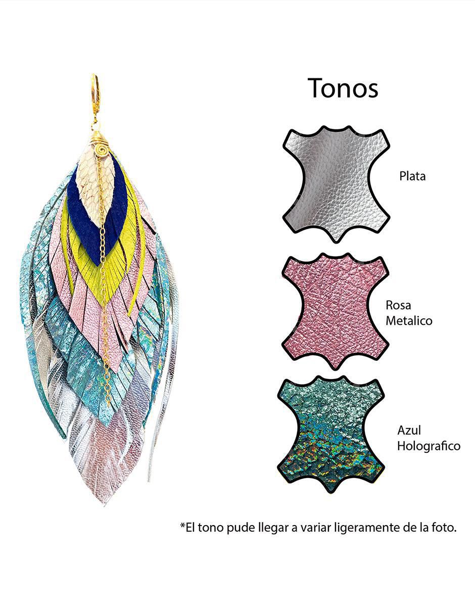 Aretes largos de pluma 18 k con acabado baño de oro 2