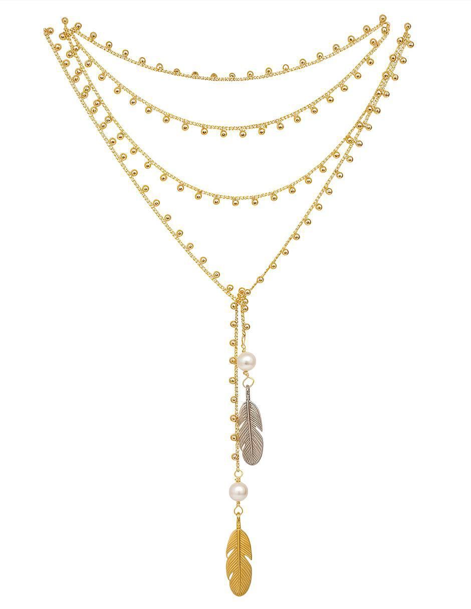 Collar de pluma de baño de oro 18 K