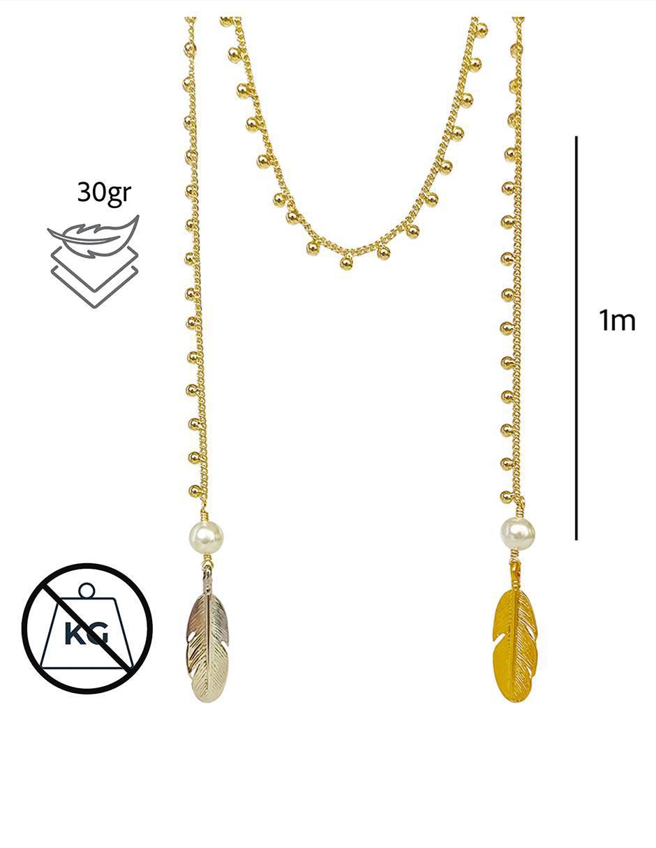 Collar de pluma de baño de oro 18 K 5