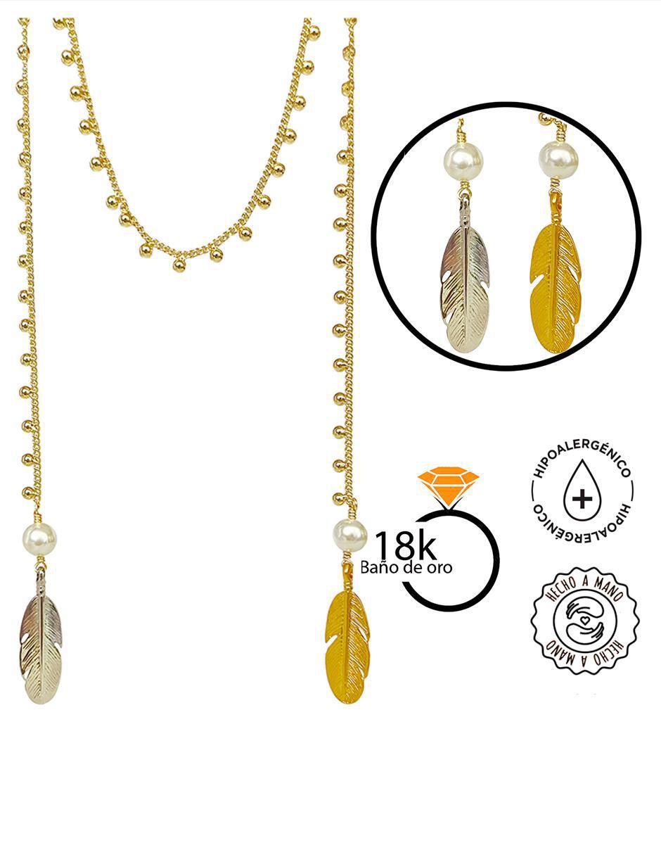 Collar de pluma de baño de oro 18 K 3